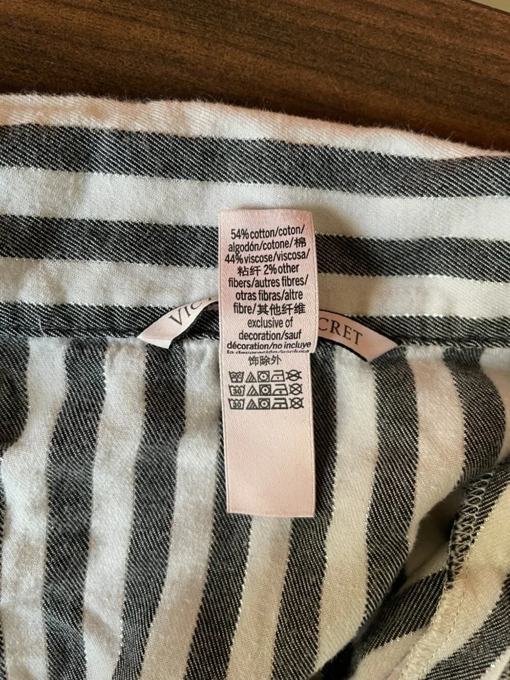 Victoria's Secret Pajama Set Striped Long-Sleeve — Black & White